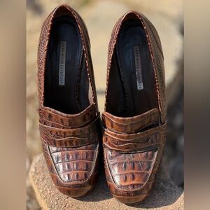 🦋Vera Wang Lavender Label Talli Elegant Brown Crocodile Pattern Heels